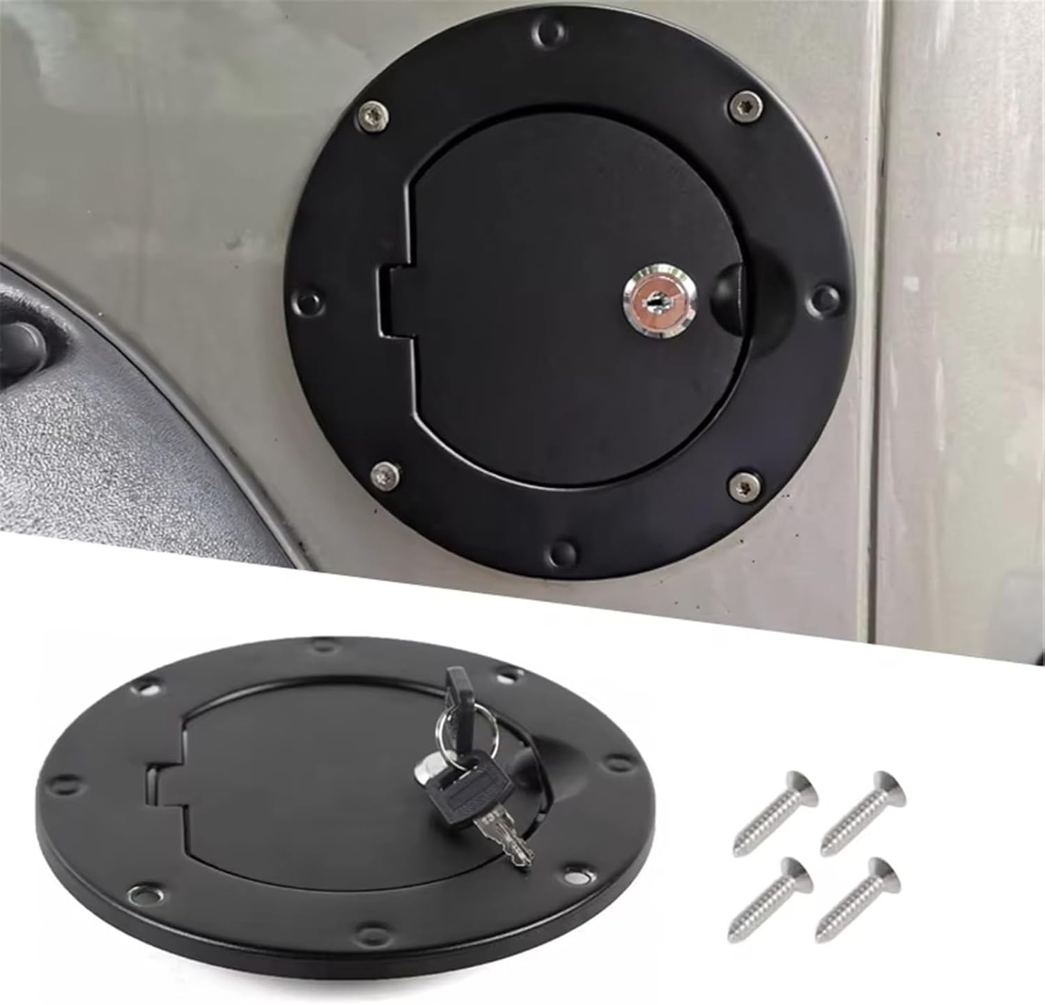 Compatible With Jeep For Wrangler TJ 2 4 Door 1997 1998 1999 2000 2001 2002 2003 2004 2005 2006 Car Locking Fuel Filler Gas Tank Cap Cover Replacement Parts