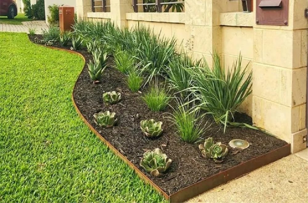 Bordura Corten con picchetti integrati - 2 altezze - Moduli da ml. 1 - Bordo acciaio Corten per giardino (h. 9 cm., 15)