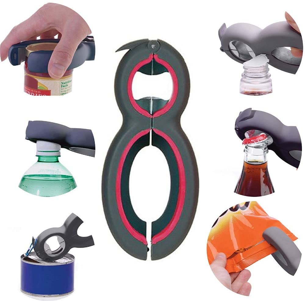 Sacacorchos Multifuncional 6 en 1 con Forma de ala de Vino, 6 en 1, Giro, Todo en uno, para frascos, 8 Formas, para Tapas de Cerveza.