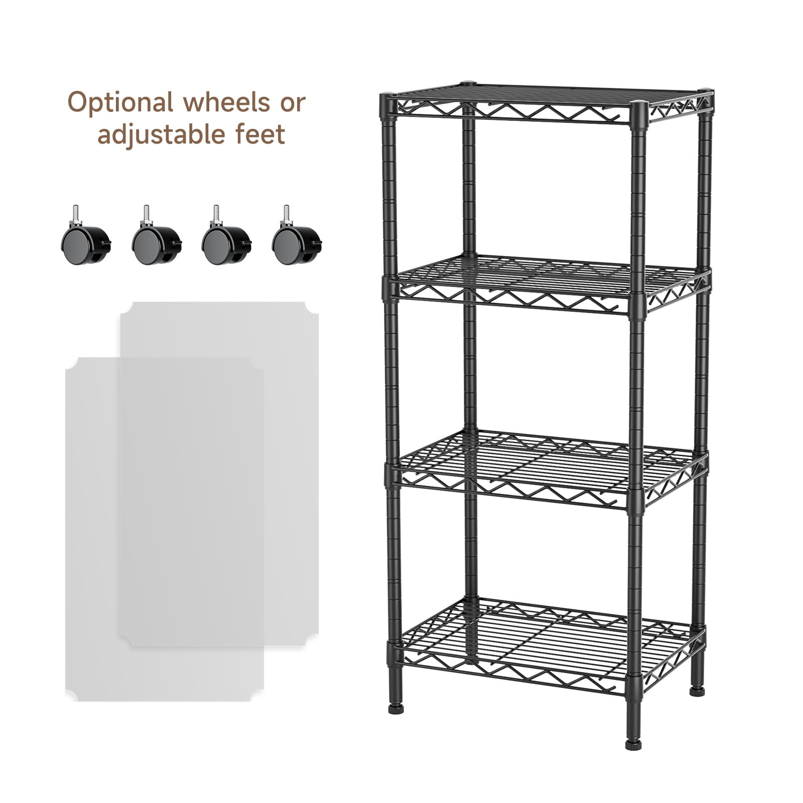 Golpart Verstellbare Lagerregale mit 4 Ebenen, Metalldraht, Standregal