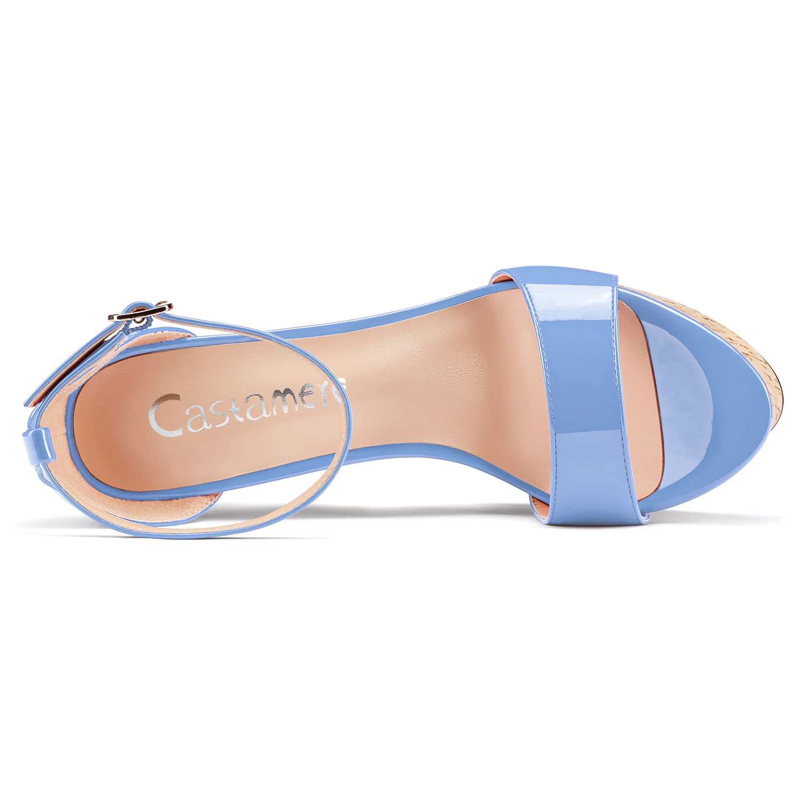 Castamere Mujer Alto High cuña esparto Plataforma Heel Abierta Punta Correa Tobillo Sandalias de Boda Fiesta Dress 15 CM Heels
