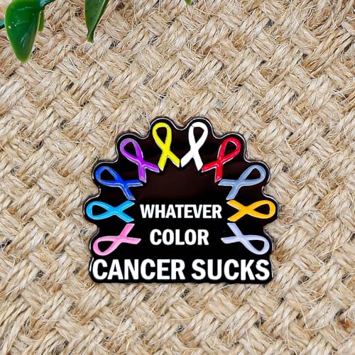 Image of Whatever Color Cancer Sucks Fight Enamel Pin - Theme Series | Premium Enamel Pin - Statement Lapel Pin - Plated Badge for Clothing, Bags, Hats, Jackets, and Lanyards