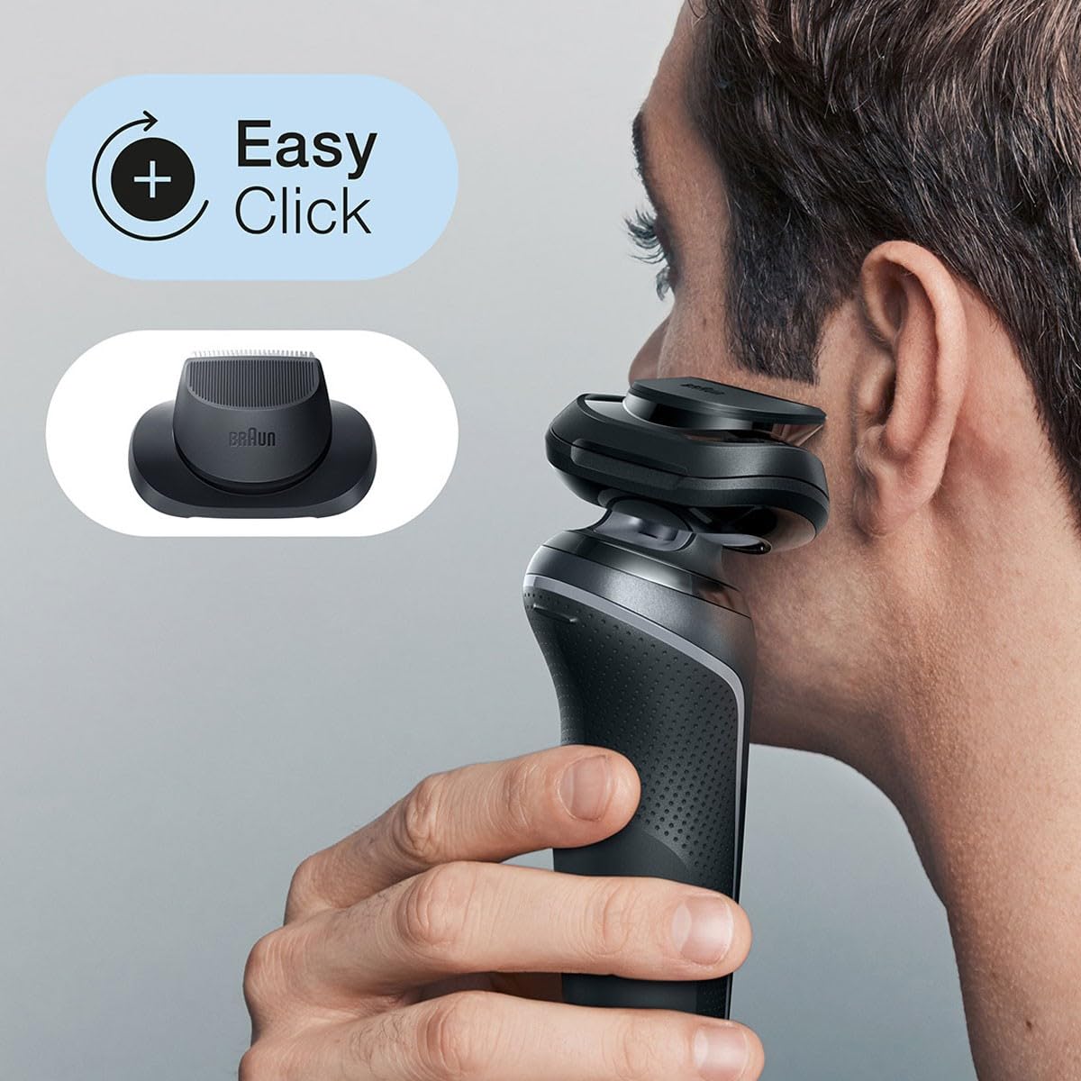 Braun Series 6 golarka elektryczna z nasadką EasyClick, SensoFlex, elektryczna golarka, trymer precyzyjny, na mokro i na sucho, prezent dla mężczyzny, wyprodukowano w Niemczech, 61-N1200s, szara