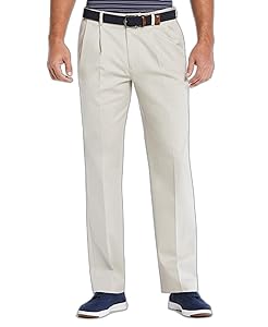 Savane Men's Ultimate Performance Pleated Chino Pants With Expandable Waistband, Non-Iron Fabric, Stretch Lightweight Twill
