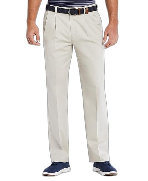 Savane Men's Ultimate Performance Pleated Chino Pants With Expandable Waistband, Non-Iron Fabric, Stretch Lightweight Twill