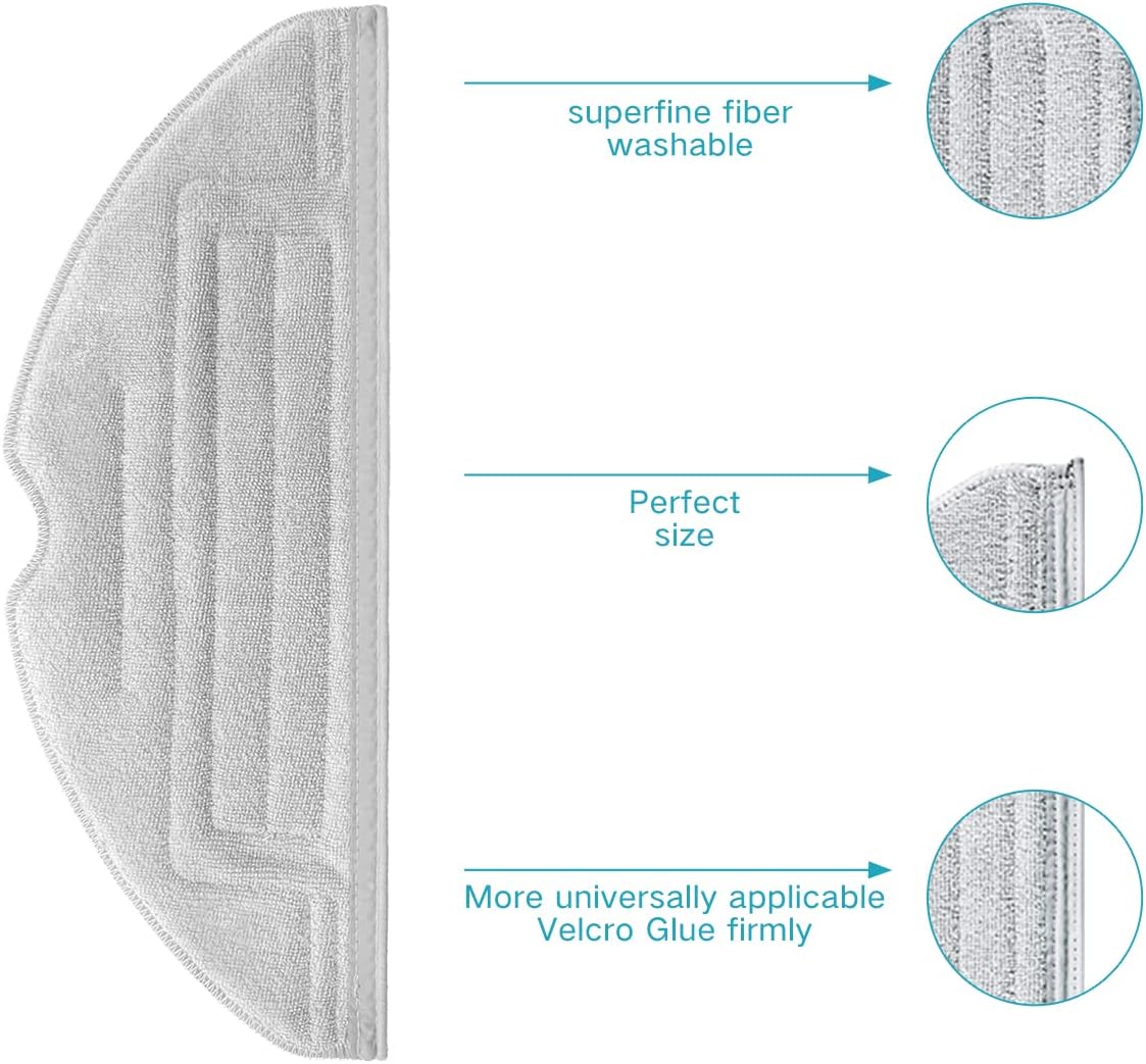 Home Times Vacuum Mop Replacement Pads For Roborock MaxV/ S7 MaxV Plus/ S7 MaxV Ultra/ S7/ S7+ Reusable Hard Floor Cloth Expert Wet Replacement Microfiber Soft Pad (4 Silver Ion Mop Pads)