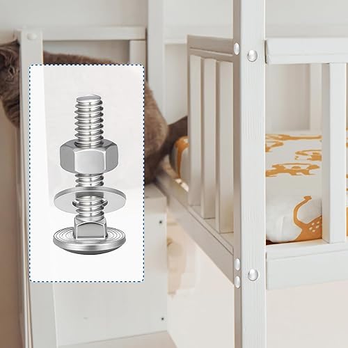 Miniatura 13 de Zonon Juego de 50 tornillos y tuercas de acero inoxidable de 1/4-20 x 3 pulgadas, cabeza redonda, cuello cuadrado, tornillos y tuercas hexagonales