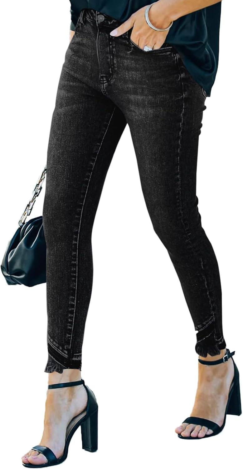 Women's Jeans Butt Lift Comfy Stretchy Ripped Skinny Mid Waist Destroyed Denim Pants (Pack of 2) - Image 2