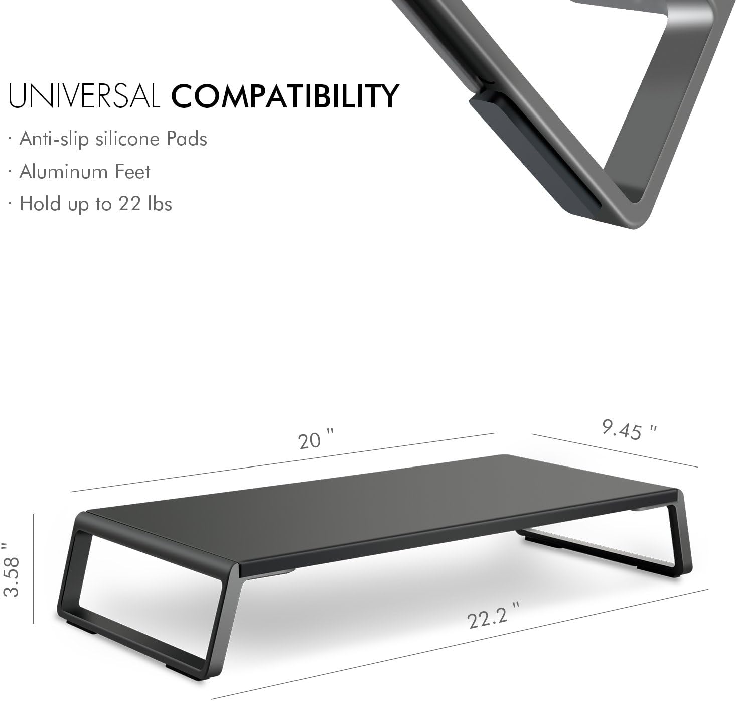 ThingyClub Monitor Stand Riser with Metal Feet for Computer Laptop iMac TV LCD Display Printer, Computer Monitor Riser with Desk Tabletop Organizer 20x9.45inch Sturdy Platform Save Space (Black) 5 615YucUoGtL. AC SL1500