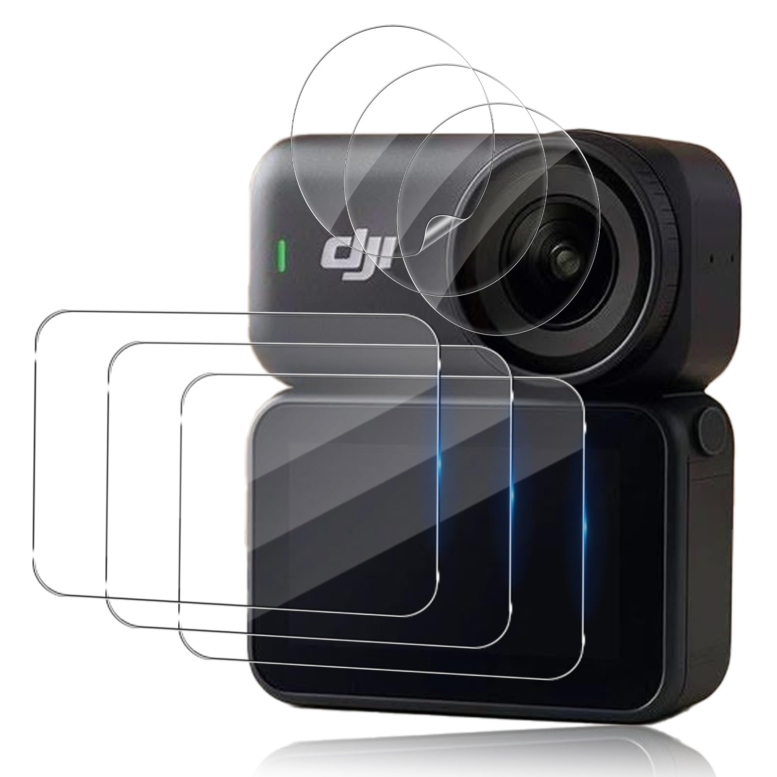 Vetro Temperato per DJI Osmo Nano, 3 Pezzi Pellicola Protettiva e 3 Pezzi Pellicola Fotocamera, Durezza 9H Anti Graffio Schermo Vetro Protettivo