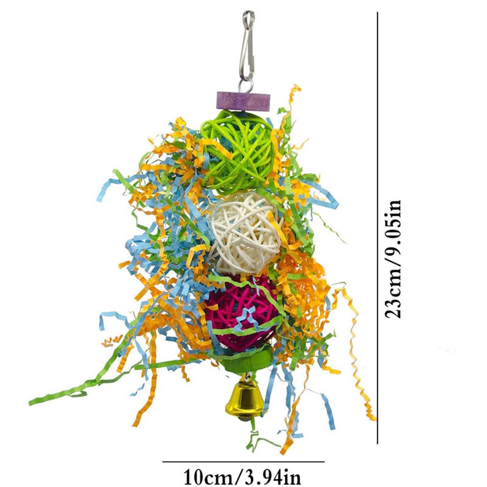3-Piece Bird Toy Set - Hanging Chew Toys With Wooden Balls & Bells For Parrots & Budgies