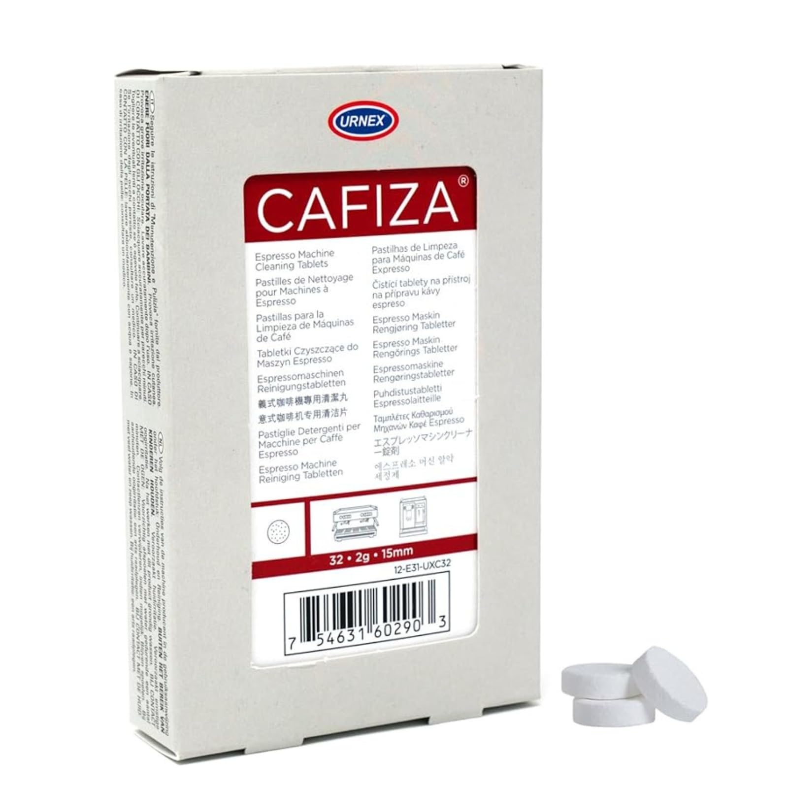 Cafiza Espresso Machine Cleaner Tablets, Blister Pack (32, 2g tablets)
