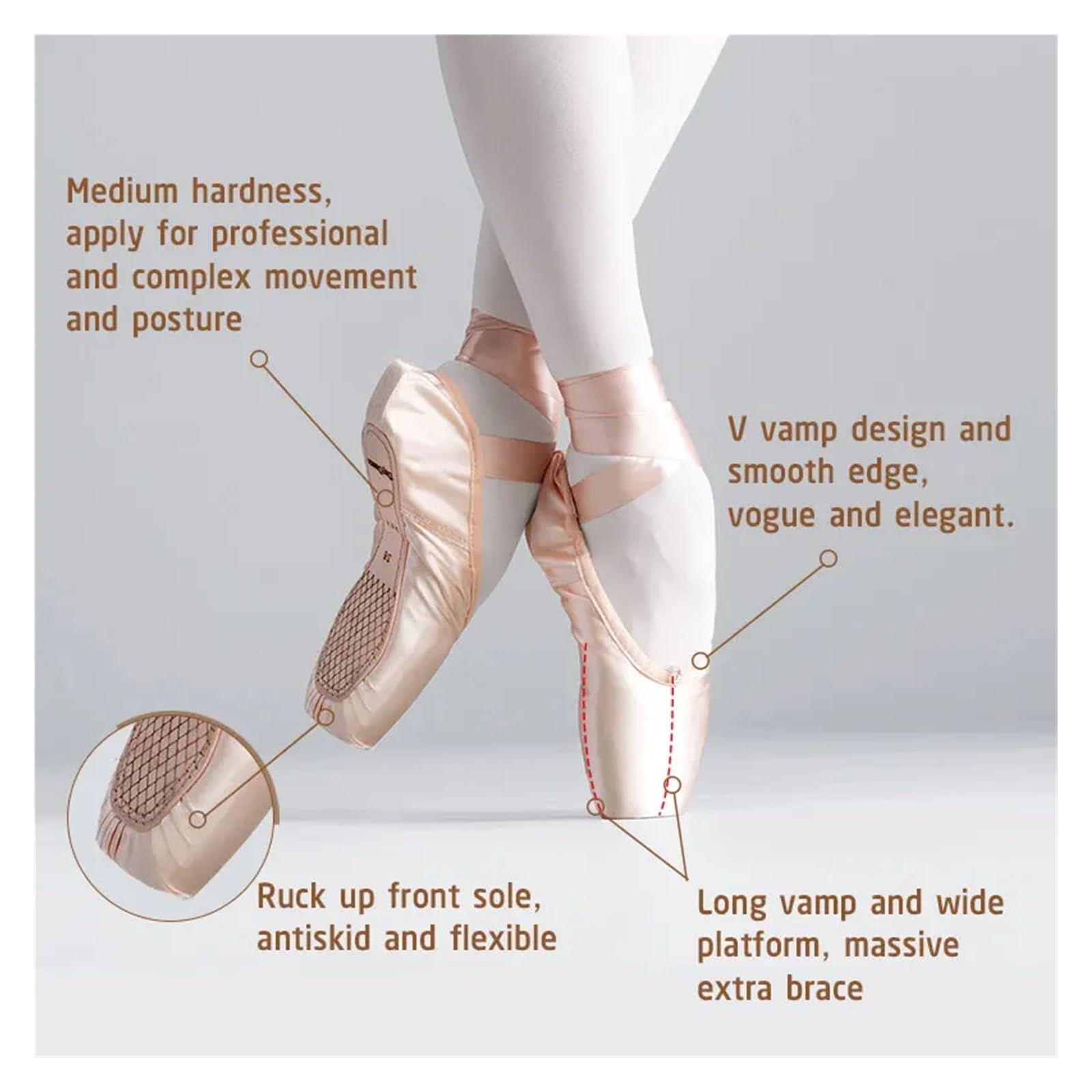Zapatillas De Ballet Ballet Pointe Shoes,Satin Ballerina Ballet Shoes, Ballet Flats with Silicone Toe Pads and Ribbon for Girls Women(Red,40 (24cm))