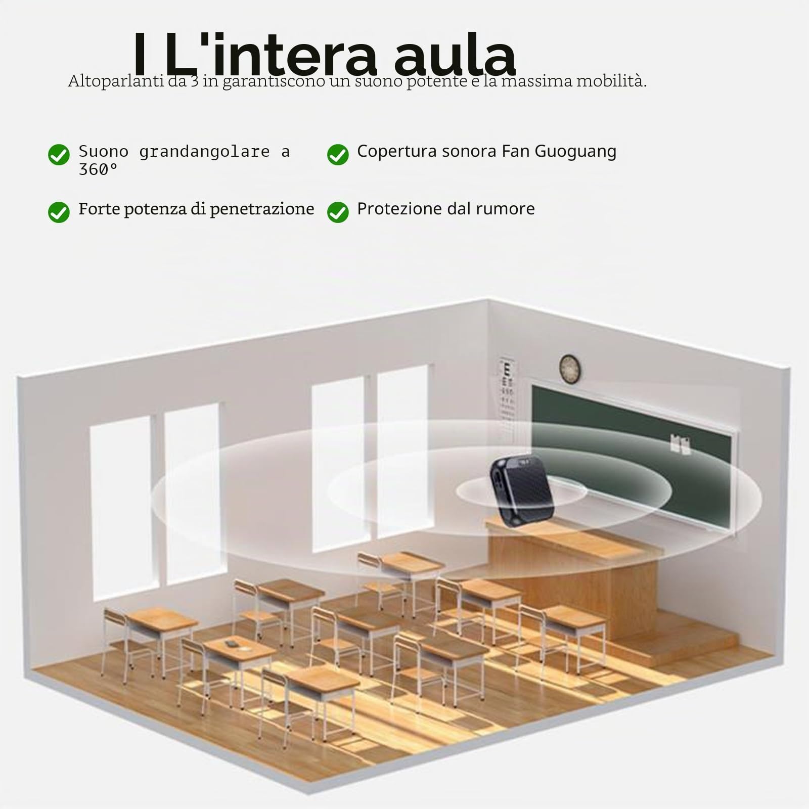 Amplificatore vocale wireless con microfono, altoparlante portatile ricaricabile, bund, batteria 2200 mAh, per allenatori e insegnanti