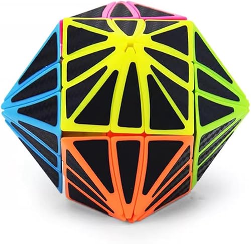 UMESCENE Hawk-Eye 3x3 Speed Cube,Etiqueta de fibra de carbono Cubo mágico 3x3,Juguetes de cubo de rompecabezas de dodecaedro rómbico irregular,