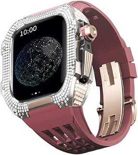 HOUCY Kit de modificação de relógio, kit de pulseira de relógio de luxo para Apple Watch 8 Ultra de 45 mm, pulseira Viton de luxo, capa de titânio para Iwatch 7 8 e modificação de atualização de 45 mm