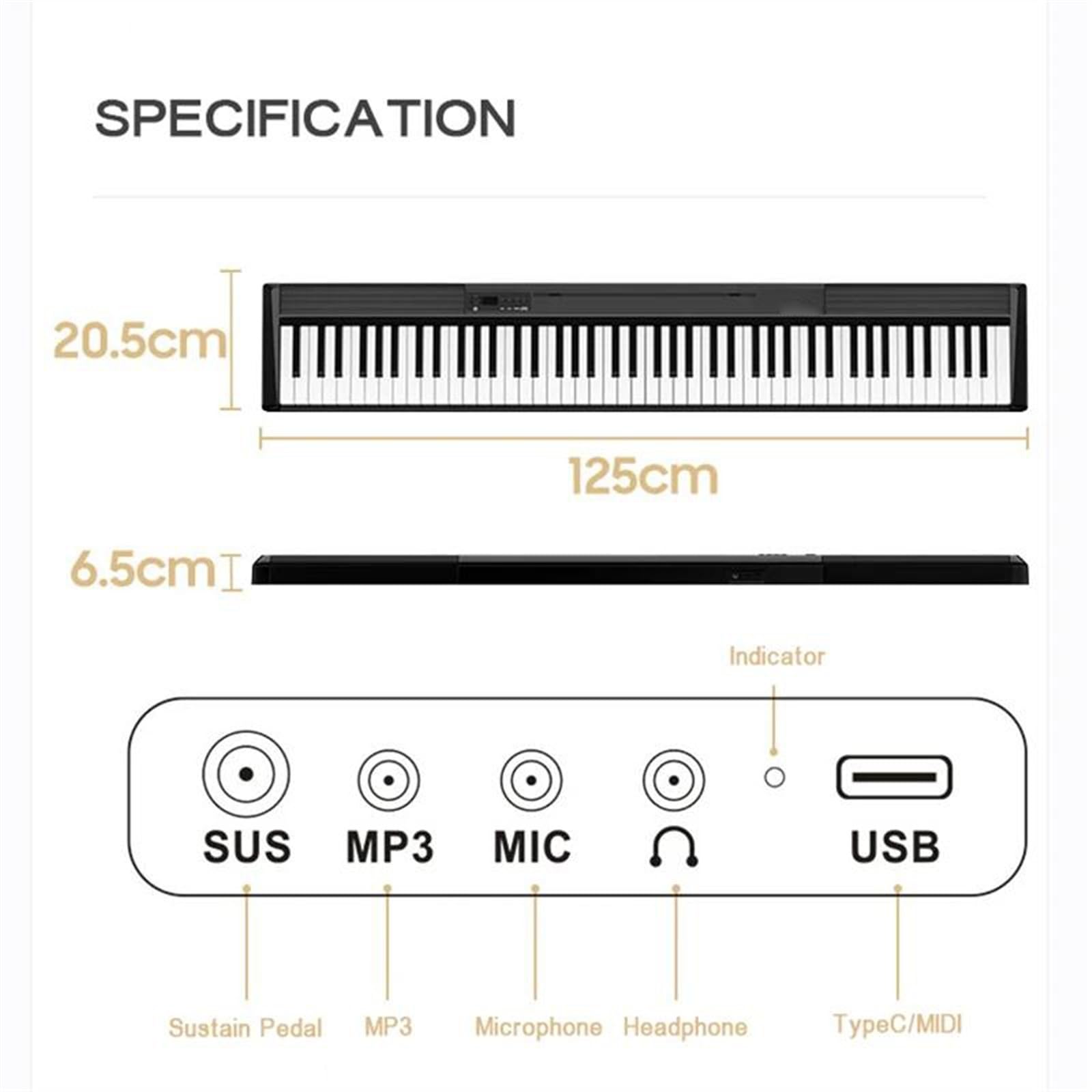 Klavier In Voller Größe Mit 88 Tasten, Digitales, Empfindliches, Gewichtetes Keyboard, Musikinstrumente, Synthesizer-Klavier Tragbares Elektronisches Klavier