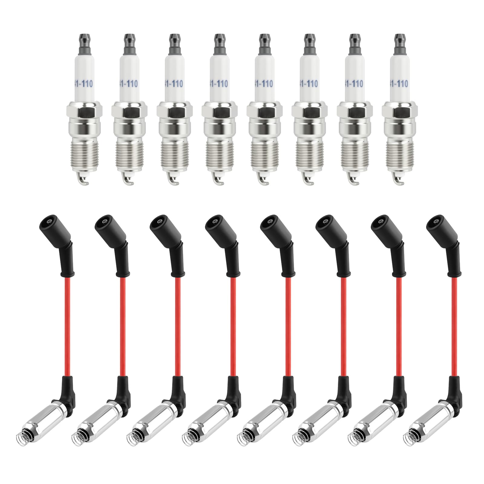 Photo 1 of 16PCS Spark Plugs and Wires Set Replacement OEM 48322,41-110 Spark Plug & Sparks Plugs Wires Set Compatible with Chevrolet/GMC/Cadillac/Hummer,Professional Sparks Plug and Wire