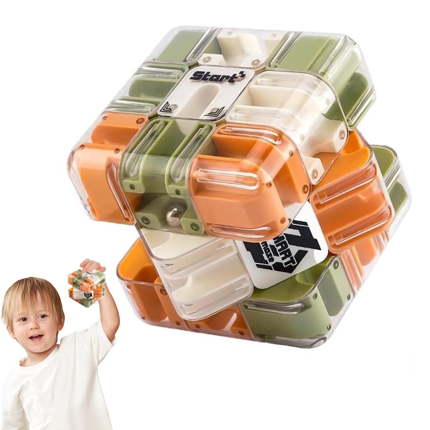 Large Labyrinth 3D Maze Cube - Engaging Brain Teaser Toy, Logical Challenge 3x3 Maze Puzzle Cube Toy for Stress Relief & Logic Development, Educational Focus Game Gift for Family Gatherings (Orange)