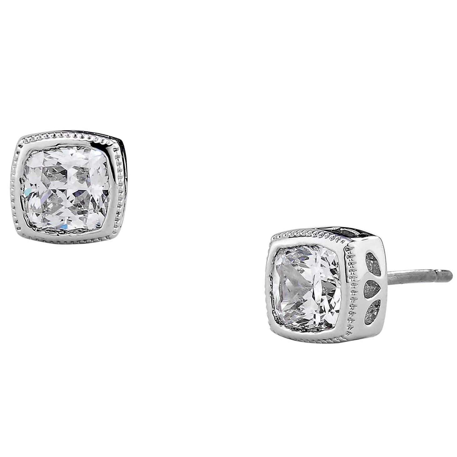 NADRI 1 Carat CZ Cushion Bezel Stud Earring