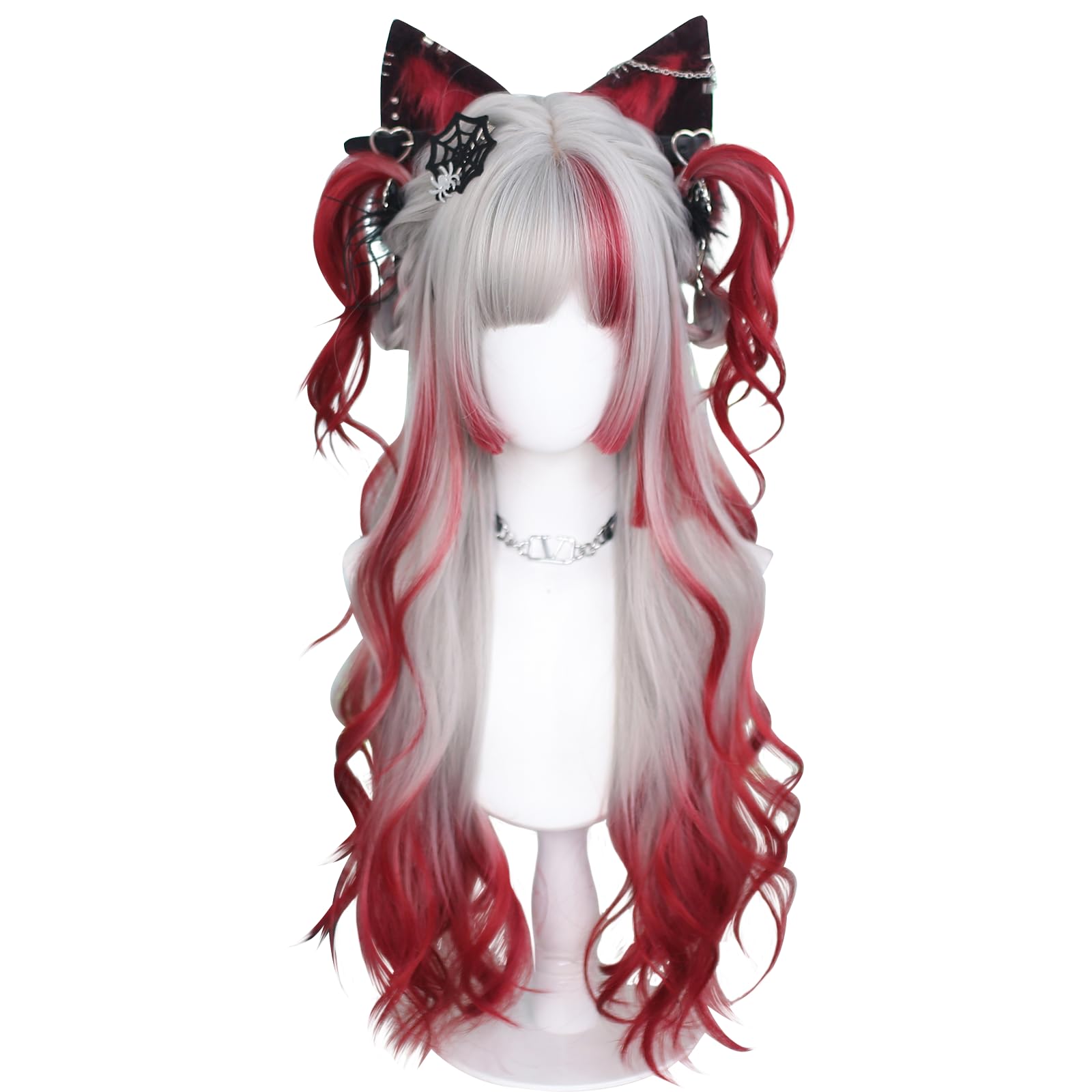 KORURACLUB Anime Cosplay Peruka dla kobiet z gradientem kolorów Wig Postacie Gry Wigs Halloween Cosplay Akcesoria (Brak dodatkowego sprzętu) (AkaiYoru Hime)