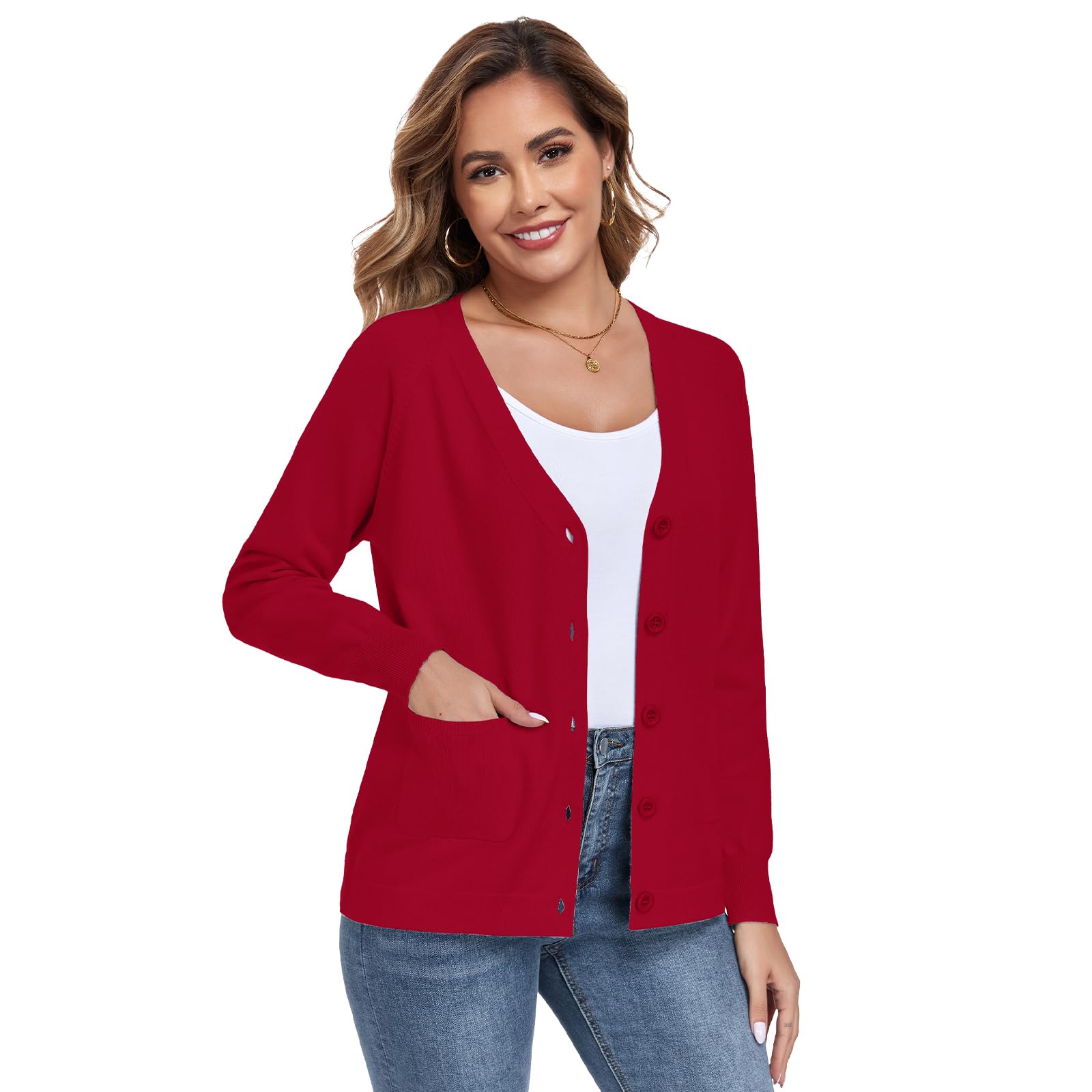 TownCat Cardigan Sweaters for Women 2025 Fall Fashion Knit Oversized Sweaters Cardigans with Pocket Button Long Sleeve