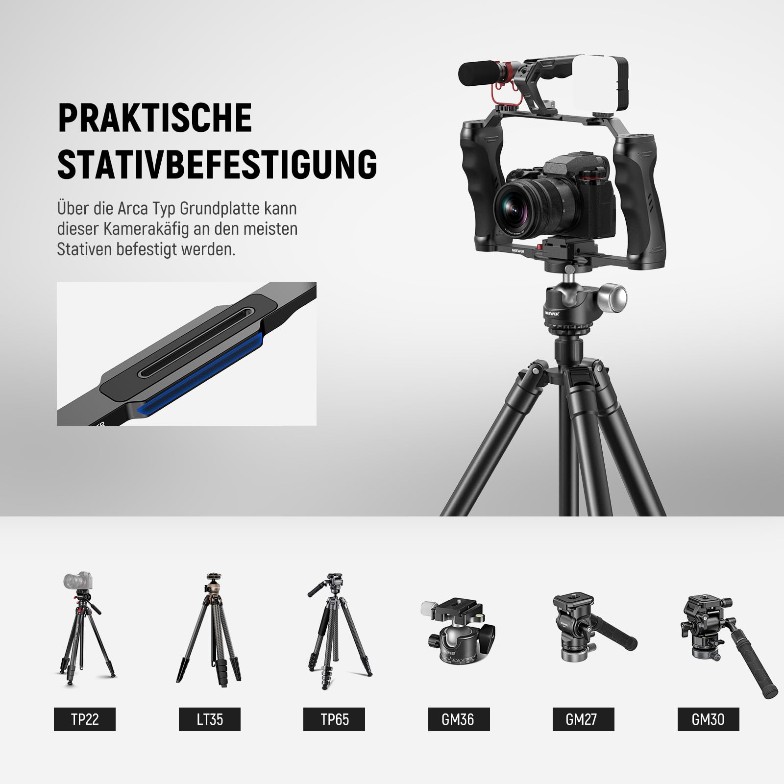 Neewer Videokamera Käfig Rig mit Arca Typ Schnellwechselplatte – Bild 6