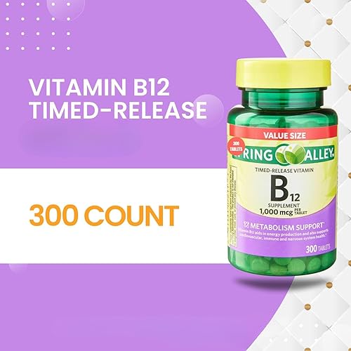 Miniatura 3 de Vitamina B12 Spriing Vallley Comprimidos de liberación temporal Suplemento dietético 1,000 Mcg, 300 unidades