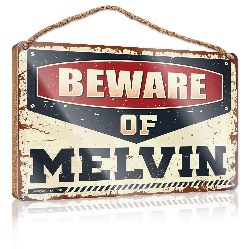 FZFN Signs & Plaques Beware Of Melvin Wooden Sign Bar Signs For Man Cave Bar Signs For Home(23X35CM)