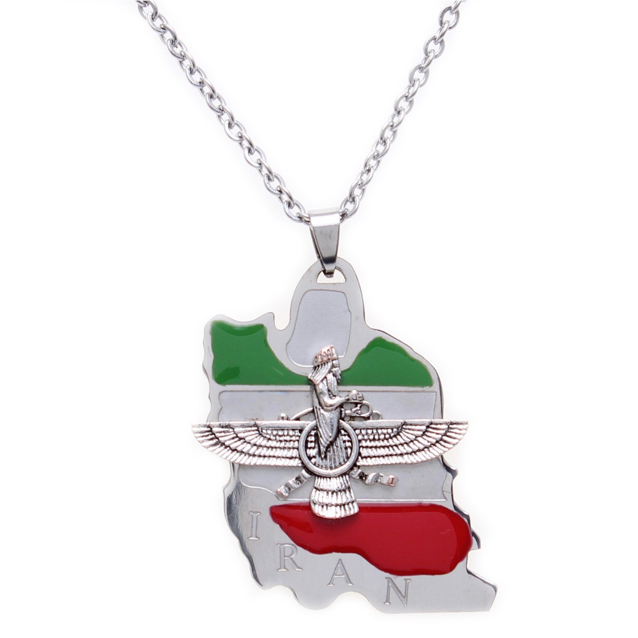 Asoodehdelan Iran Flag Map Faravahar Necklace Iranian Persian Zoroastrian Farvahar Persia Chain