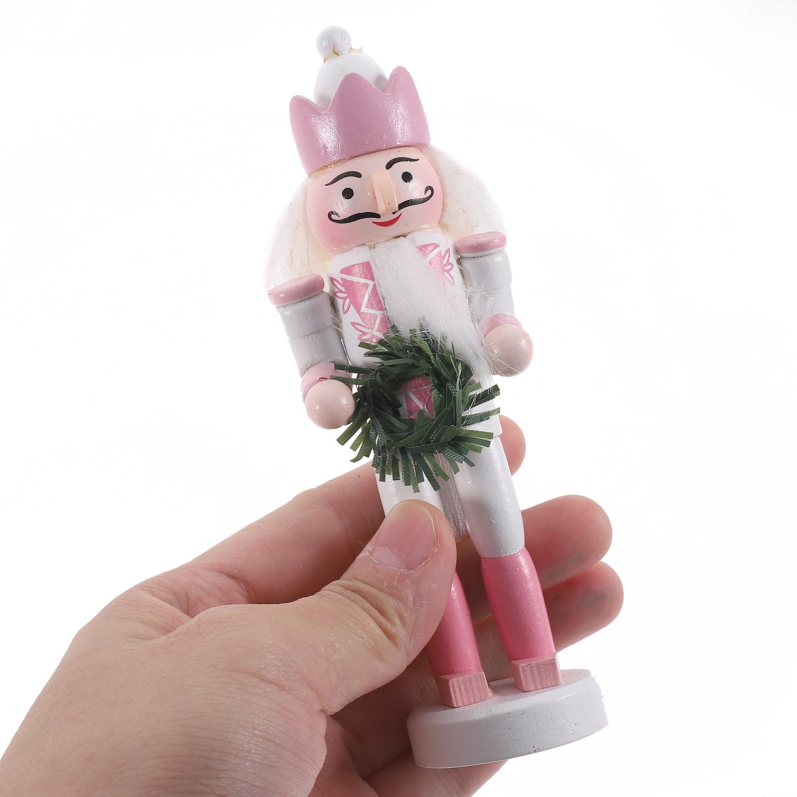 BEOSOFLOY Christmas Nutcrackers 5pcs Wooden Hanging Soldier Nutcrackers Pink for Xmas Tree Decor