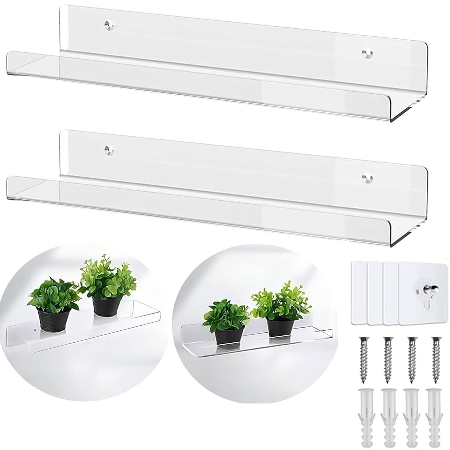 Abaodam 2pcs Transparent Acrylic Cup Shelves For Window Plants Load-bearing Bracket Racks For Kitchen Bathroom And Living Room Floating Potting Stand For Indoor Herbs And