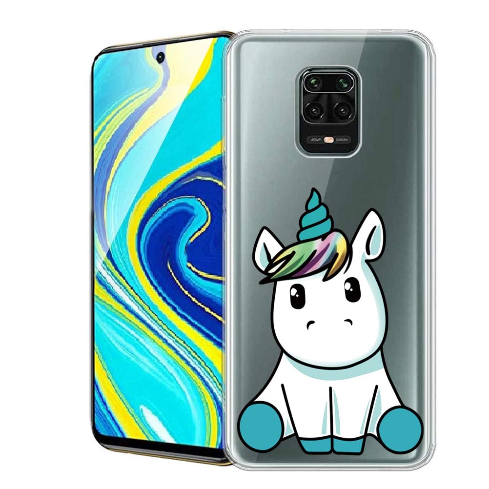Yoedge Custodia Trasparente Per Xiaomi Redmi Note 9 Pro/9s – 3 Pezzi, Morbida Con Disegno Unicorno
