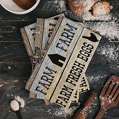 Image of Farmhouse Kitchen Towels,Farmhouse Animals Barn Fresh Eggs 16x28 Inches Soft Kitchen Dish Cloth,Cotton Tea Towels /Bar Towels /Hand Towels,(4 Pack)