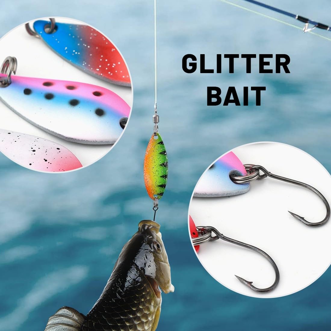 Cucchiaini da Pesca Esche 10 Pezzi, 2.5g/3.5g/5g, Esche per la Pesca Alla Trota, Trota, Persico, Luccio, 10 Pezzi