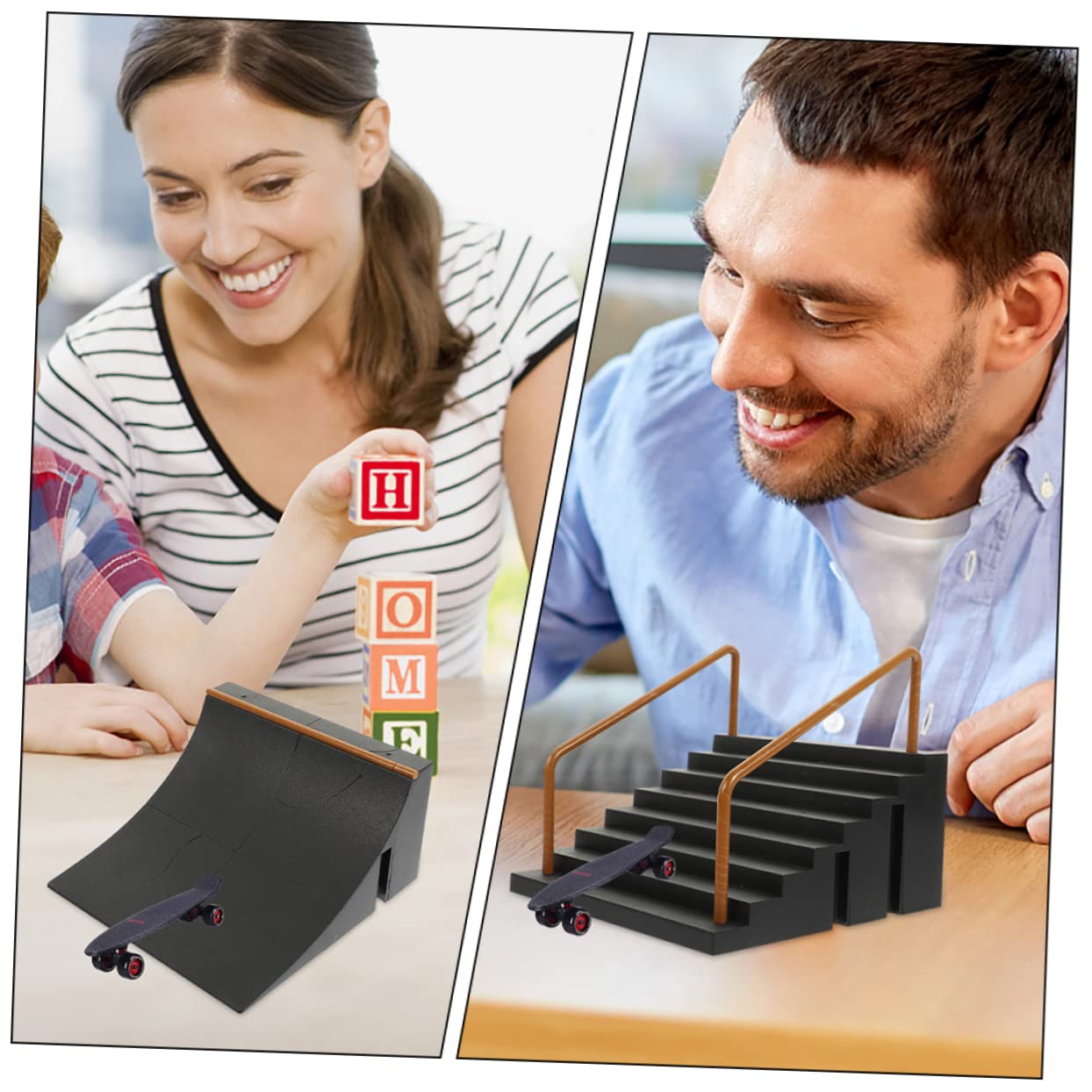 Toyvian 2pezzi Rampe Finger Skateboard in Plastico Nero per Skateboard Lovers e Kids, Accessori per Ostacoli e Pista, per Back To School Party
