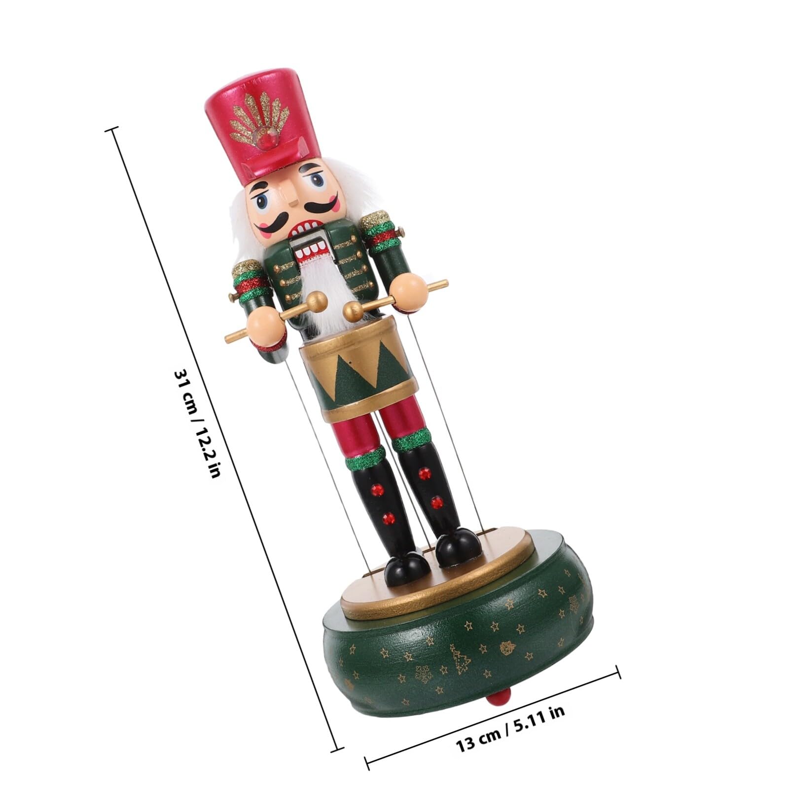 NUOBESTY Nussknacker Figur mit Muscheluhr Weihnachtsdeko aus Holz für Tischdekoration Spielzeugsoldaten Kaminzierate