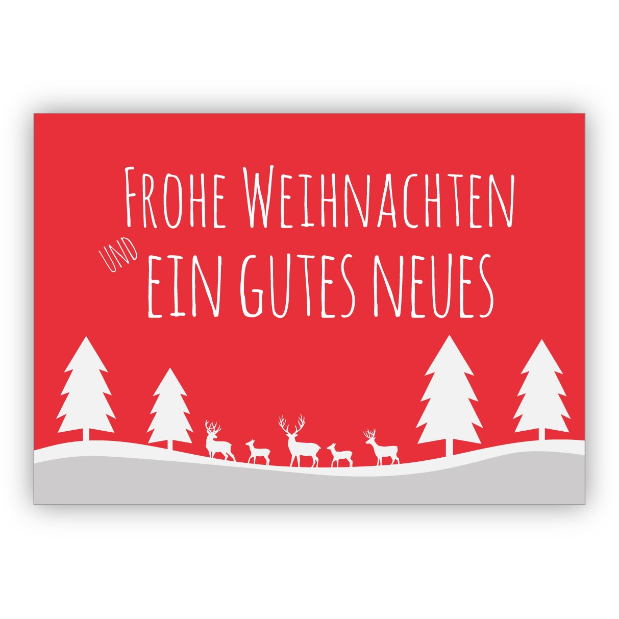 16x Klassische Weihnachtskarte mit Scherenschnitt Hirschen im Wald: Frohe Weihnachten und ein gutes Neues • Klappkarten Set mit Umschlag als liebevoller Weihnachts Gruss für Familie und Freunde