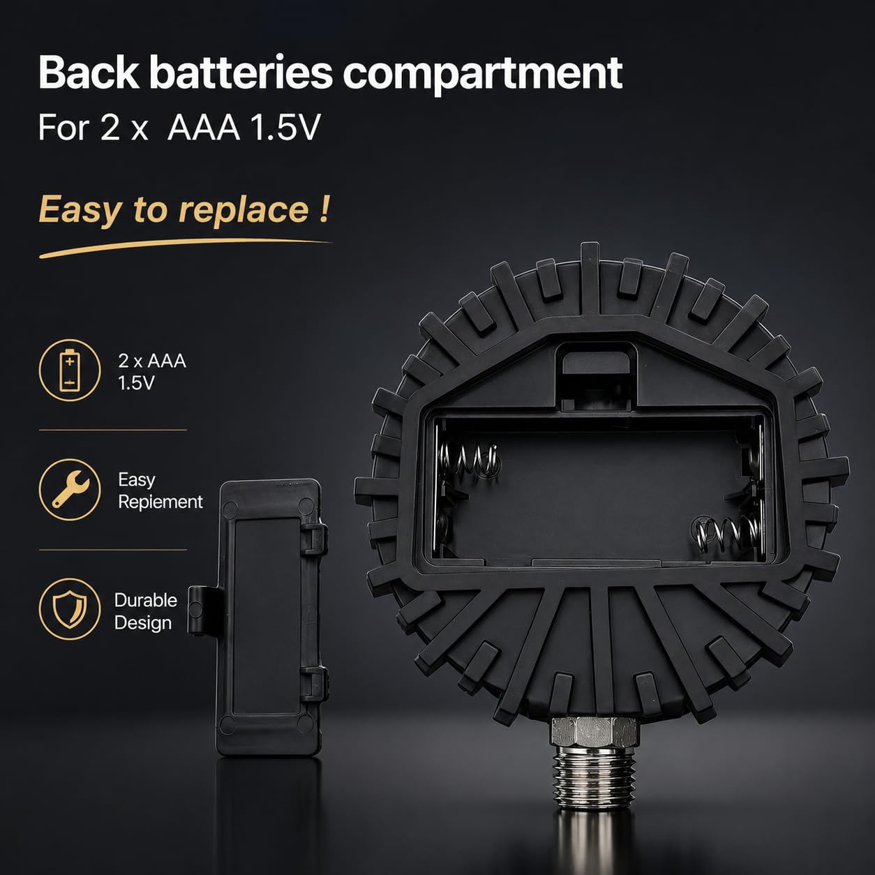 Manometro Digitale per Gas con Connettore 1/4" NPT, Basso e Protezione in Gomma, 0-200 psi, Accuratezza 1% f.s.