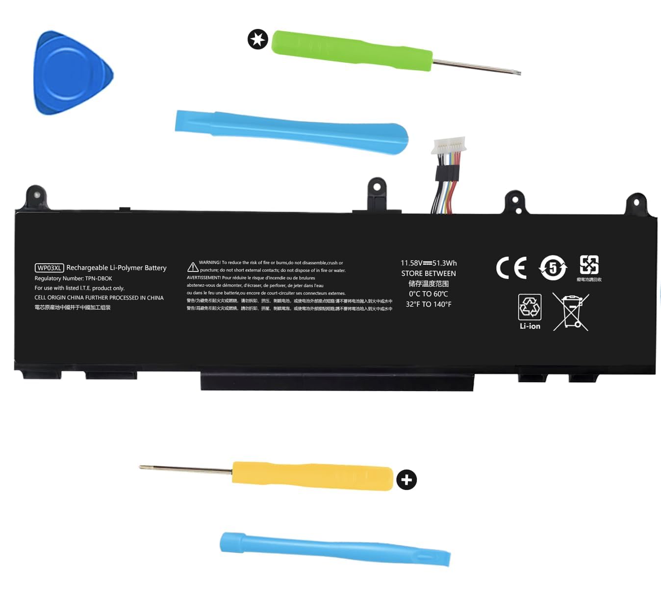 51.3Wh WP03XL M73466-005 Battery Replacement for HP EliteBook 830 835 840 845 860 865 G9 G10/ 840 860 G11/EliteBook X360 1040 G9 G10 2-in-1