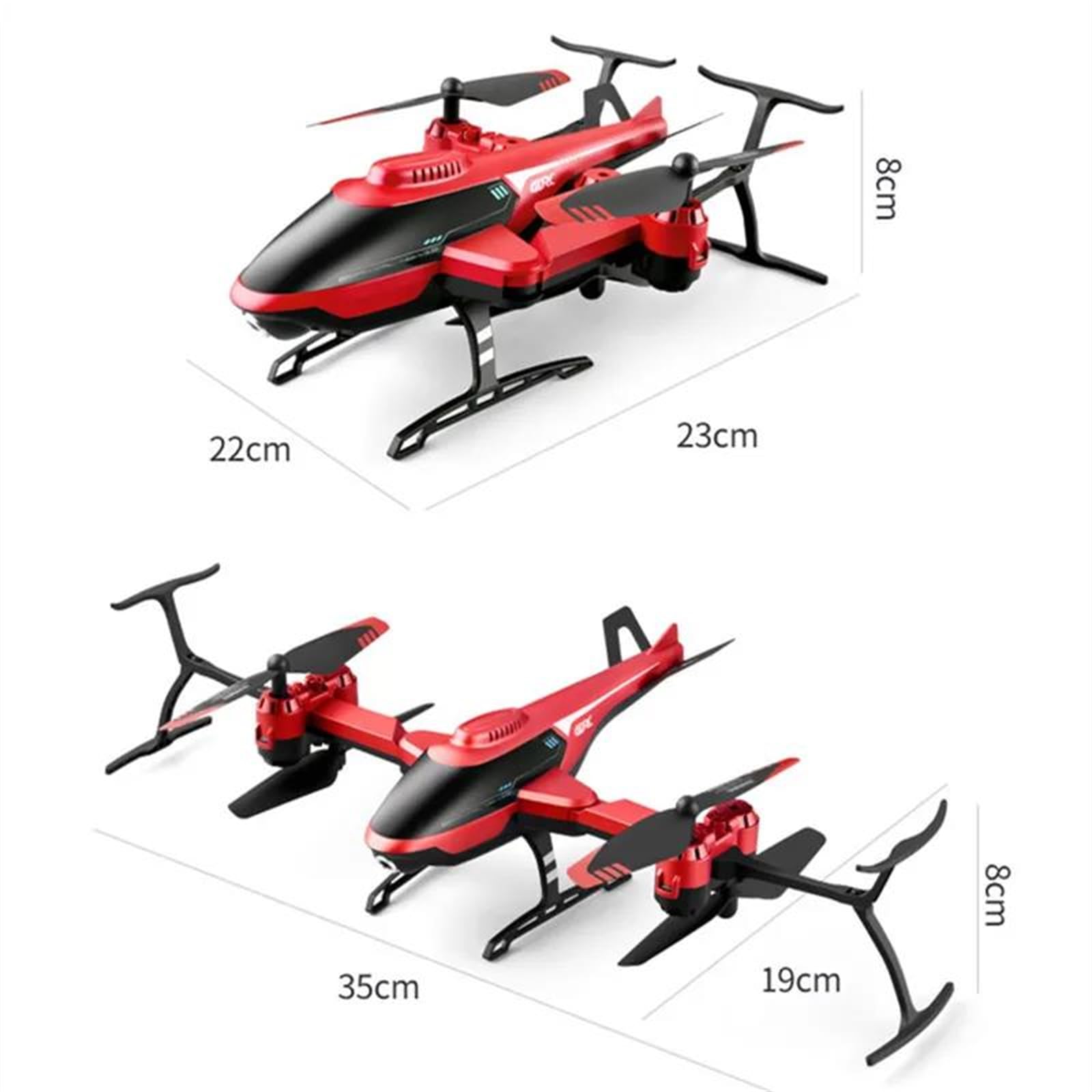 Składany dron rc v10 z kamerą dzieci 6-kanałowy helikopter zdalnie sterowany start/lądowanie jednym przyciskiem akumulatorowy quadrocopter prezent dla chłopców w wieku 7-14 lat,B,Single battery