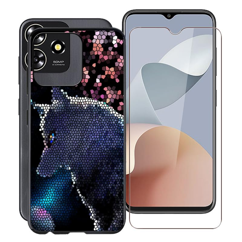WXPPJ Cover per ZTE Blade A73 4G Custodia + [1 Pezzi] Pellicola Vetro Temperato, Nero Anti-Caduta Bumper Morbido Silicone TPU Protezione Case per ZTE Blade A73 4G (6.60) - Amore Rosa