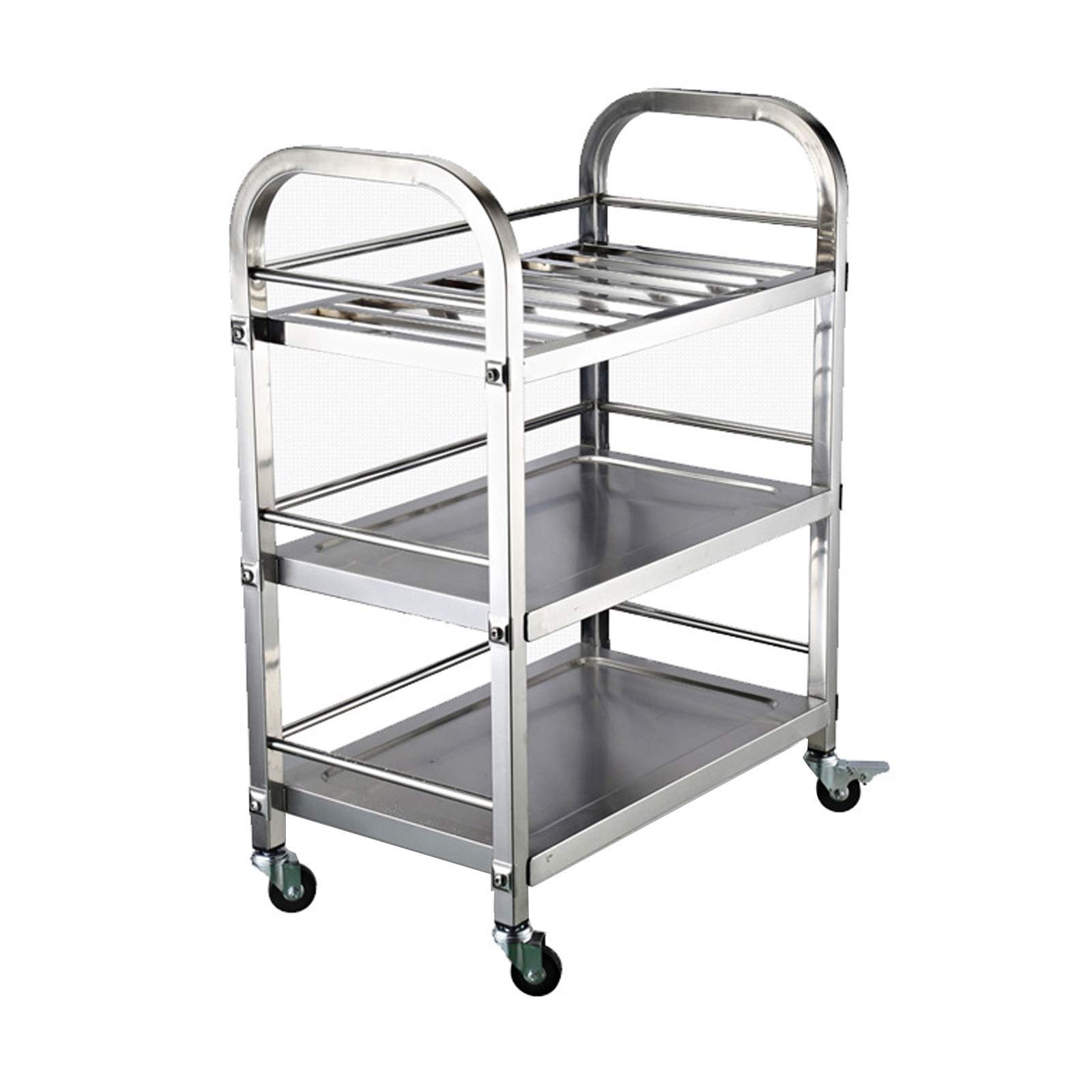 LJYKBFL 3 Tier Stainless Steel Utility Cart With Wheels Kitchen Island Trolley Serving Cart Catering Storage Shelf With Locking Wheels For Hotels Restaurant Home Use,Cover Slot D,