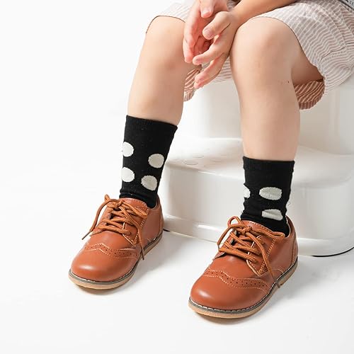 Miniatura 10 de KIDSUN Zapatos de vestir para niño y niña con cordones cómodos Oxford uniformes escolares mocasines planos bebéniño pequeño