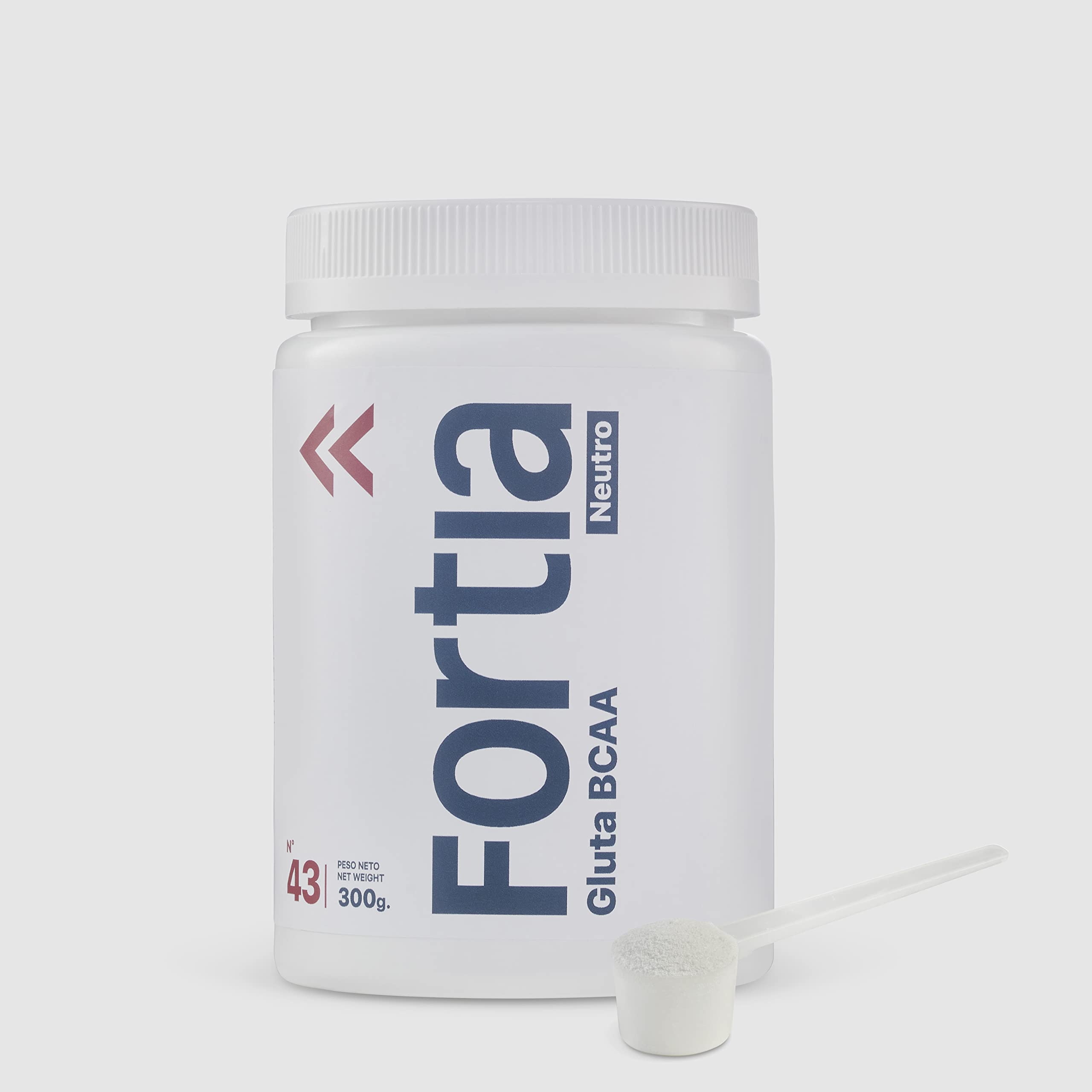 FORTIA – GlutaBCAA, Glutamina + BCAA, Aminoácidos Ramificados, Gluta BCAA en Polvo, Regeneración Muscular, Recuperación, Menor Fatiga, Sistema Inmune, Sabor Neutro, 300g