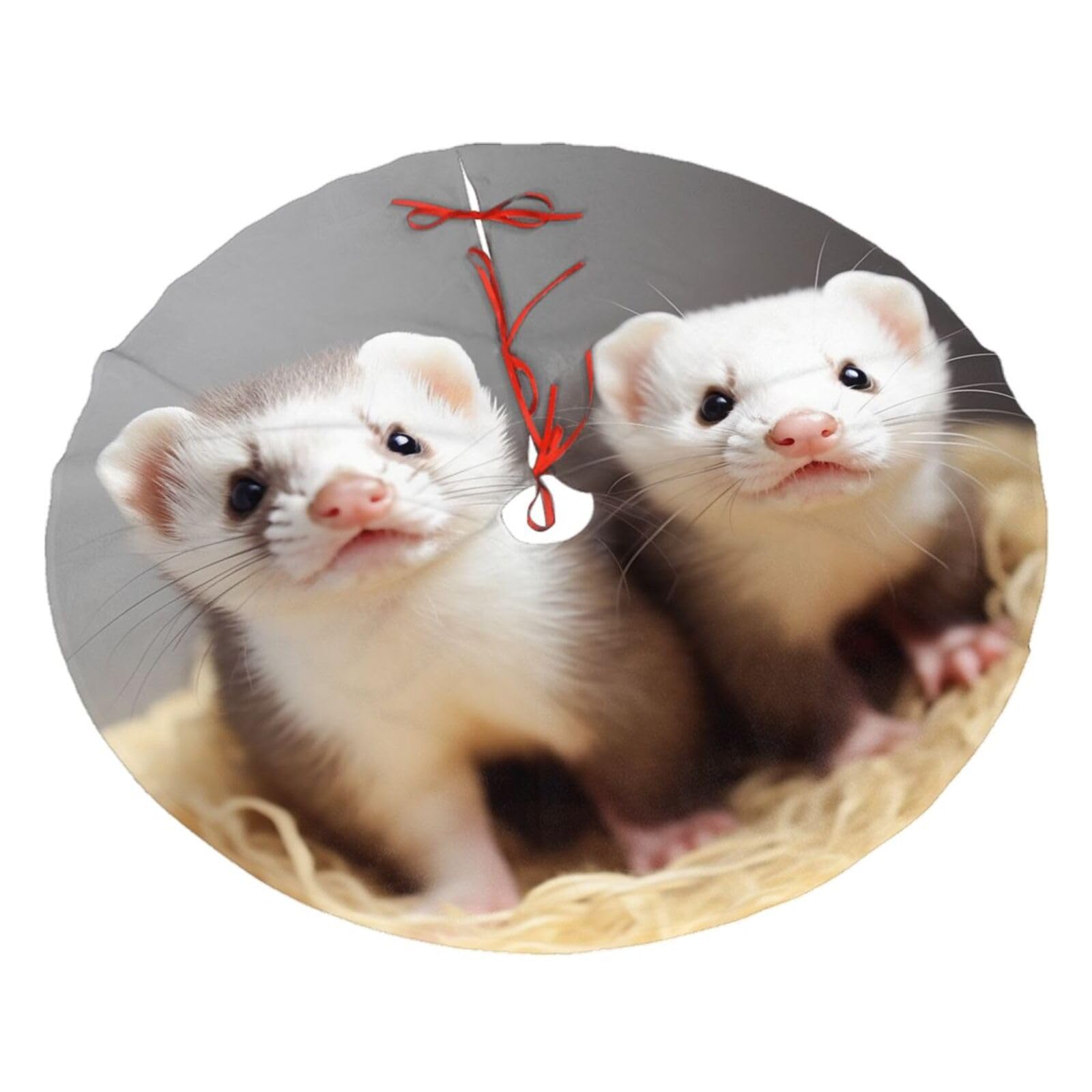 Ferrets Christmas Tree Skirt 36",Soft Plush Xmas Tree Mat Christmas Tree Oranment for Merry Christmas Party Holiday Indoor Outdoor Decorations