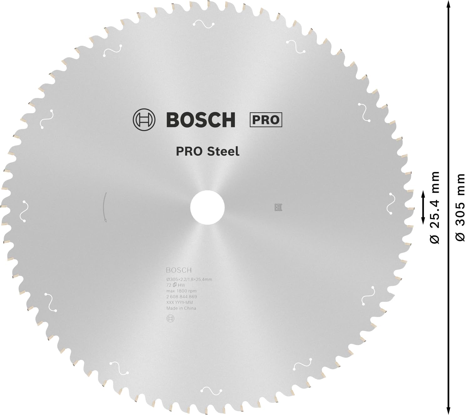Bosch 1 lama per sega circolare Pro Steel per seghe a testa e troncatrice cablate (per acciaio, diametro mm, accessori professionali)