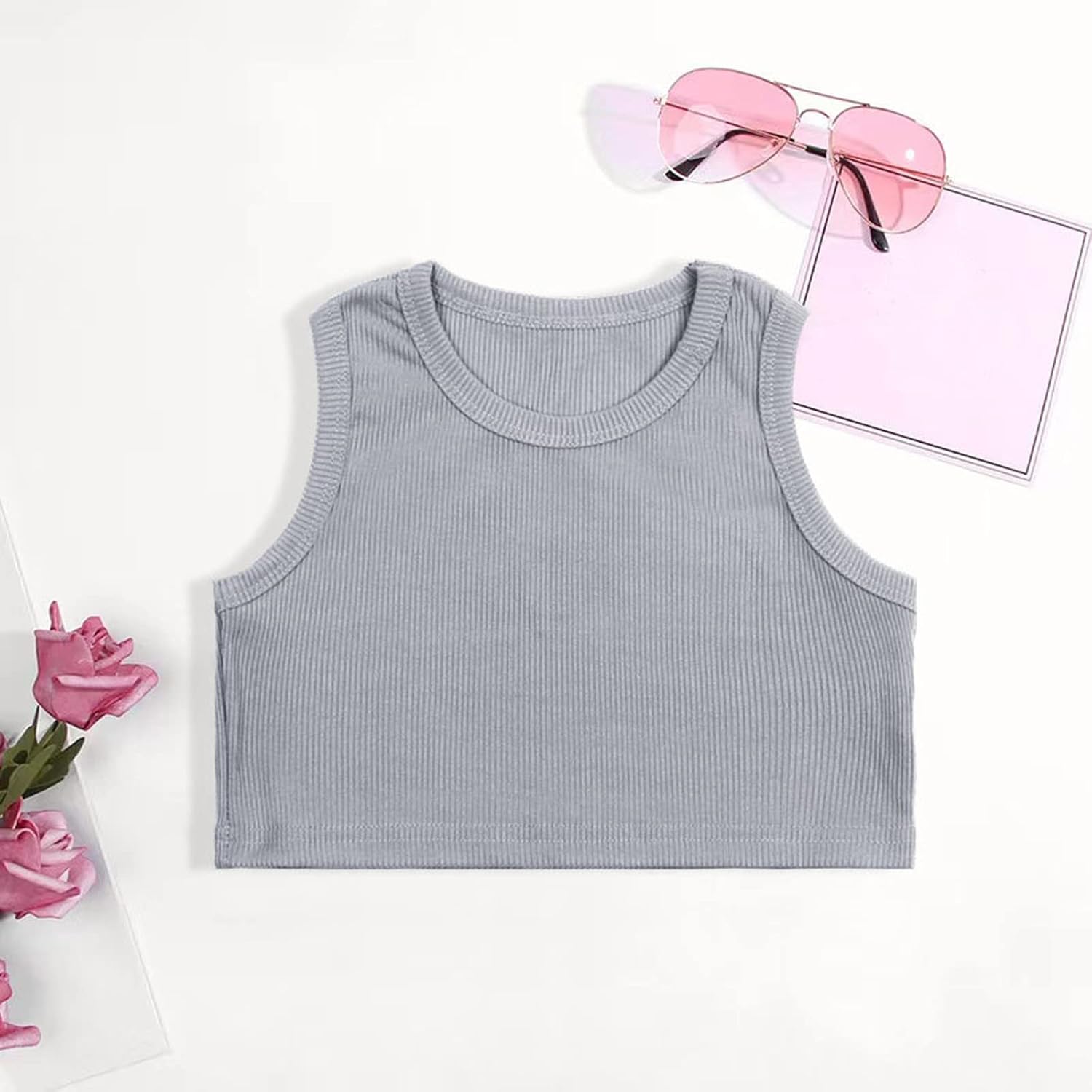 Toddler Kids Girls Dance Tank Top Racerback Crop Tank Top Sleeveless Sports Dance Baby Announcement Shirts for Family