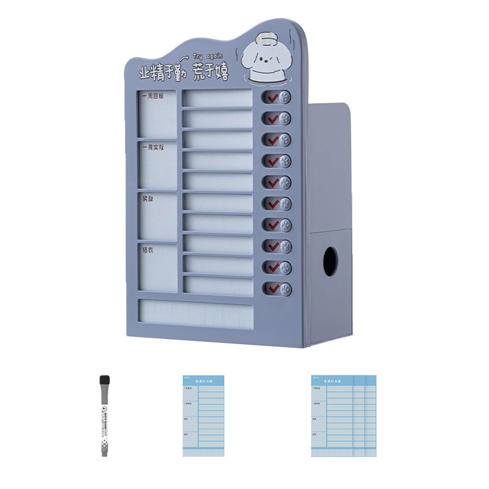 Nucelit Pen Holder Desk Organizers Self-Discipline Punching Card Holder Stationery Organizers Planner Time Management Tool Self-discipline Punching Card Desk Pencil for Student