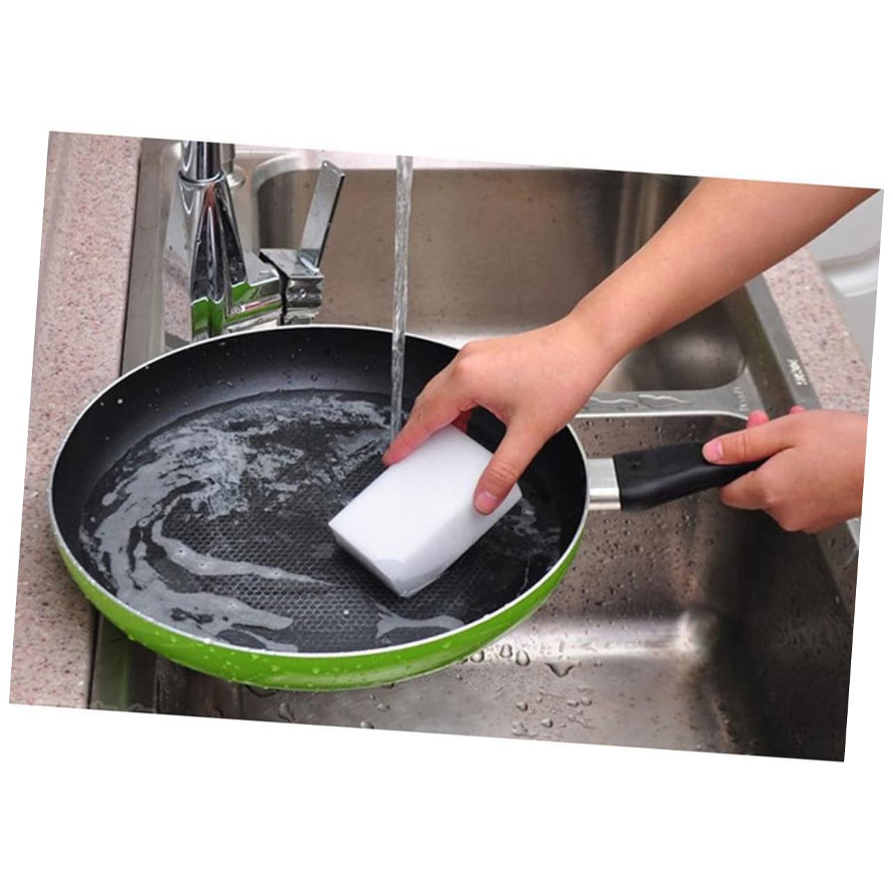GARVALON Esponjas de Limpieza Nano para Cocina y Baño, Borrador Resistente sin Necesidad de Amasar, Tamaño 10X6X2 CM, Paquete de 100 Unidades de Color Claro